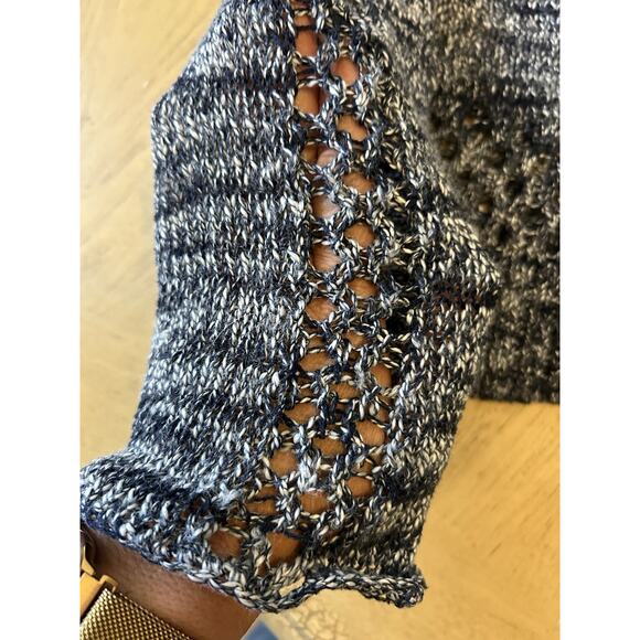 Women Marble Blue Knit Sweater Coastal Nautical Beach Sailor Casual Westport M - Picture 4 of 13